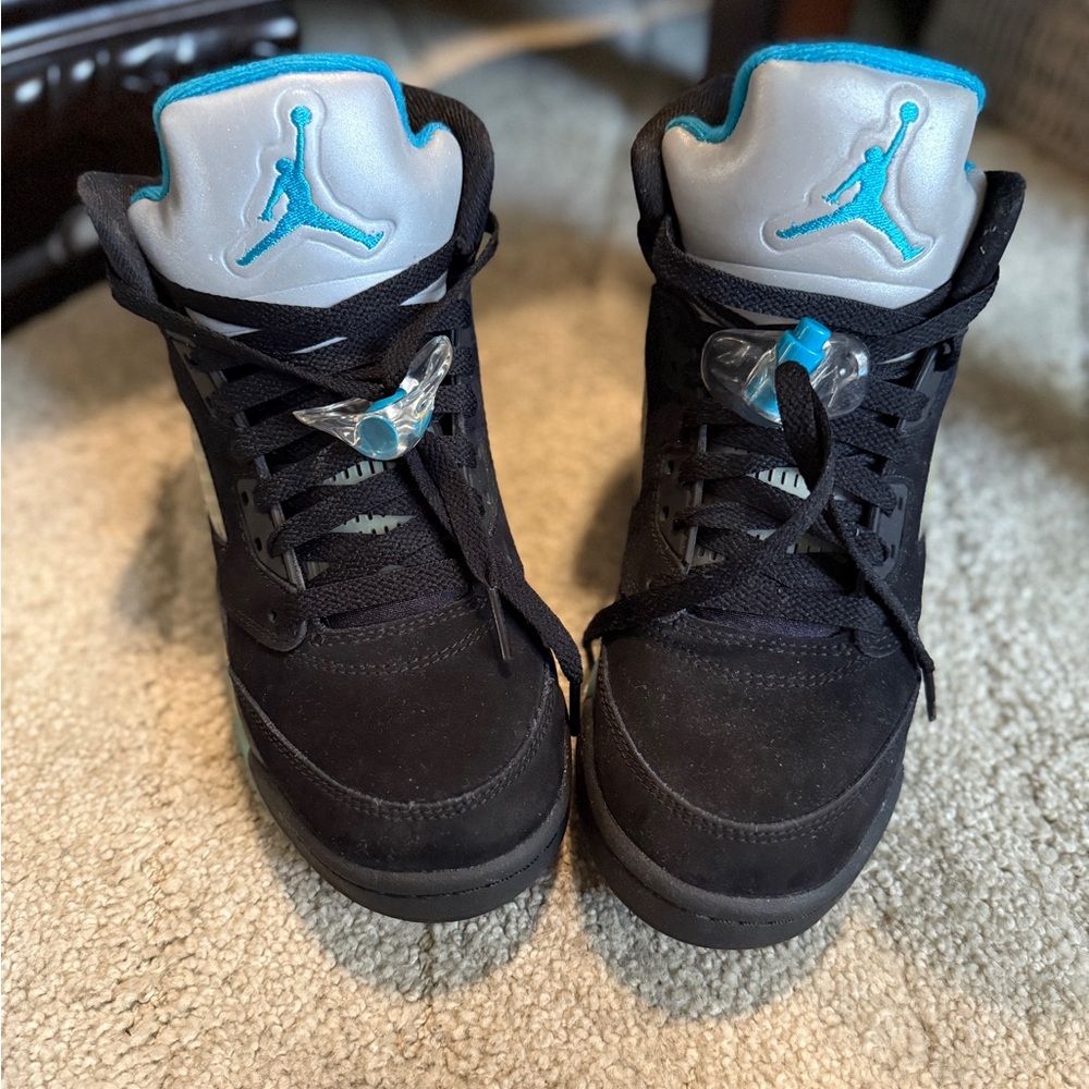 Jordan 5 Retro Black and Teal Sneakers